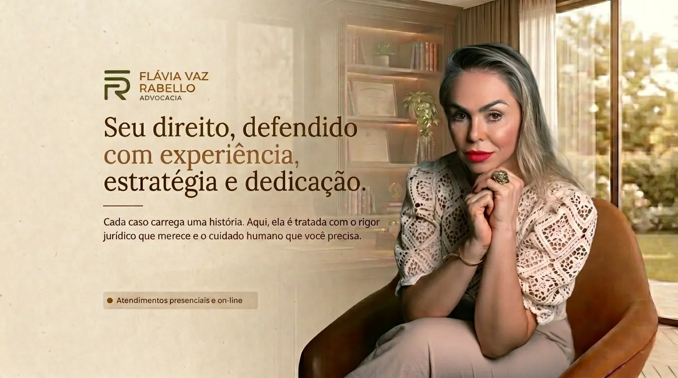 Flávia Vaz Rabello Advocacia — Seu direito defendido com experiência, estratégia e dedicação. Atendimento presencial e online em todo o Brasil · OAB 262057/SP
